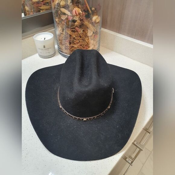 Justin Boots Black Cowboy Hat - Picture 1 of 6
